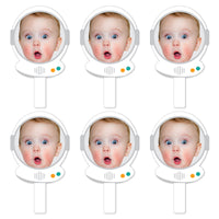 Custom Photo Blast Off to Outer Space - Rocket Ship Birthday Party Head Cut Out Photo Booth and Fan Props - Fun Face Cutout Paddles - Set of 6