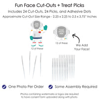 Custom Photo Blast Off to Outer Space - Rocket Ship Birthday Party Dessert Cupcake Toppers - Fun Face Clear Treat Picks - Set of 24