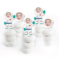 Custom Photo Blast Off to Outer Space - Rocket Ship Birthday Party Dessert Cupcake Toppers - Fun Face Clear Treat Picks - Set of 24