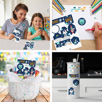 Blast Off to Outer Space - Rocket Ship Baby Shower or Birthday Party Favor Sticker Set - 12 Sheets - 120 Stickers
