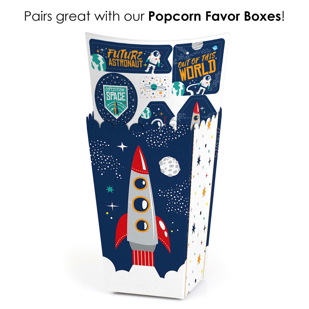 Blast Off to Outer Space - Rocket Ship Baby Shower or Birthday Party Favor Sticker Set - 12 Sheets - 120 Stickers