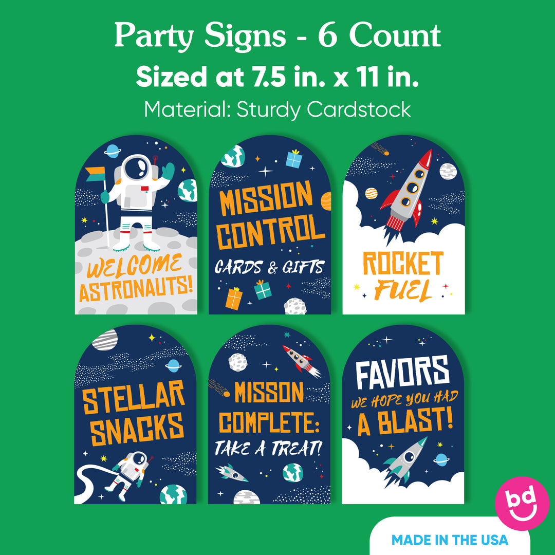 Outer Space Party Signs Set - 6 Ct
