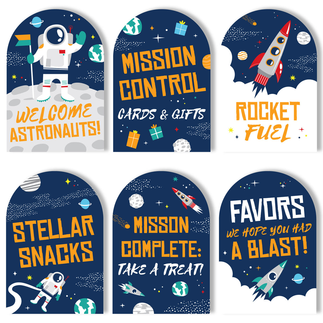 Outer Space Party Signs Set - 6 Ct