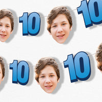 Blue 10th birthday custom face garland decoration