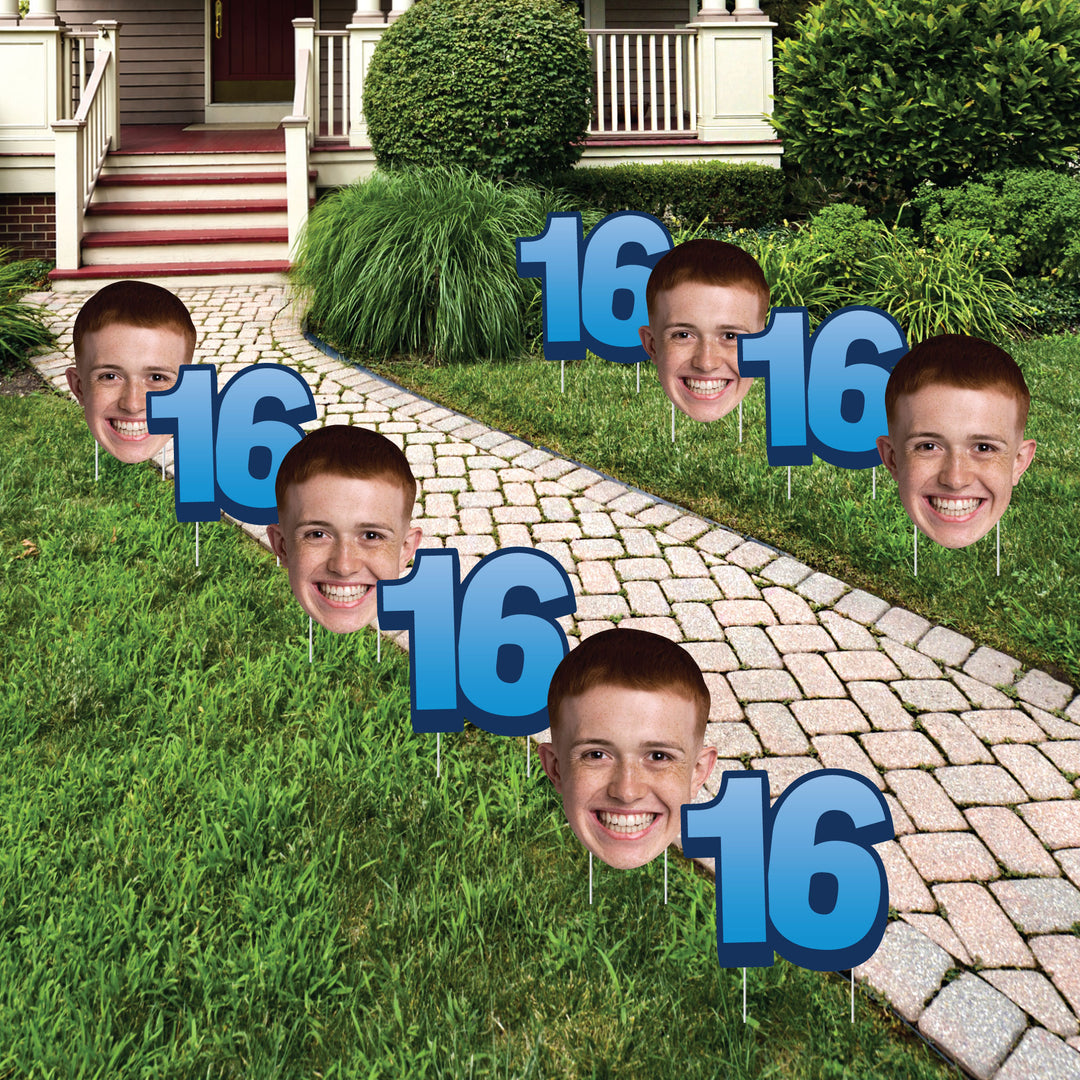 Custom Face Yard Signs - 16th Birthday - 10 Pc