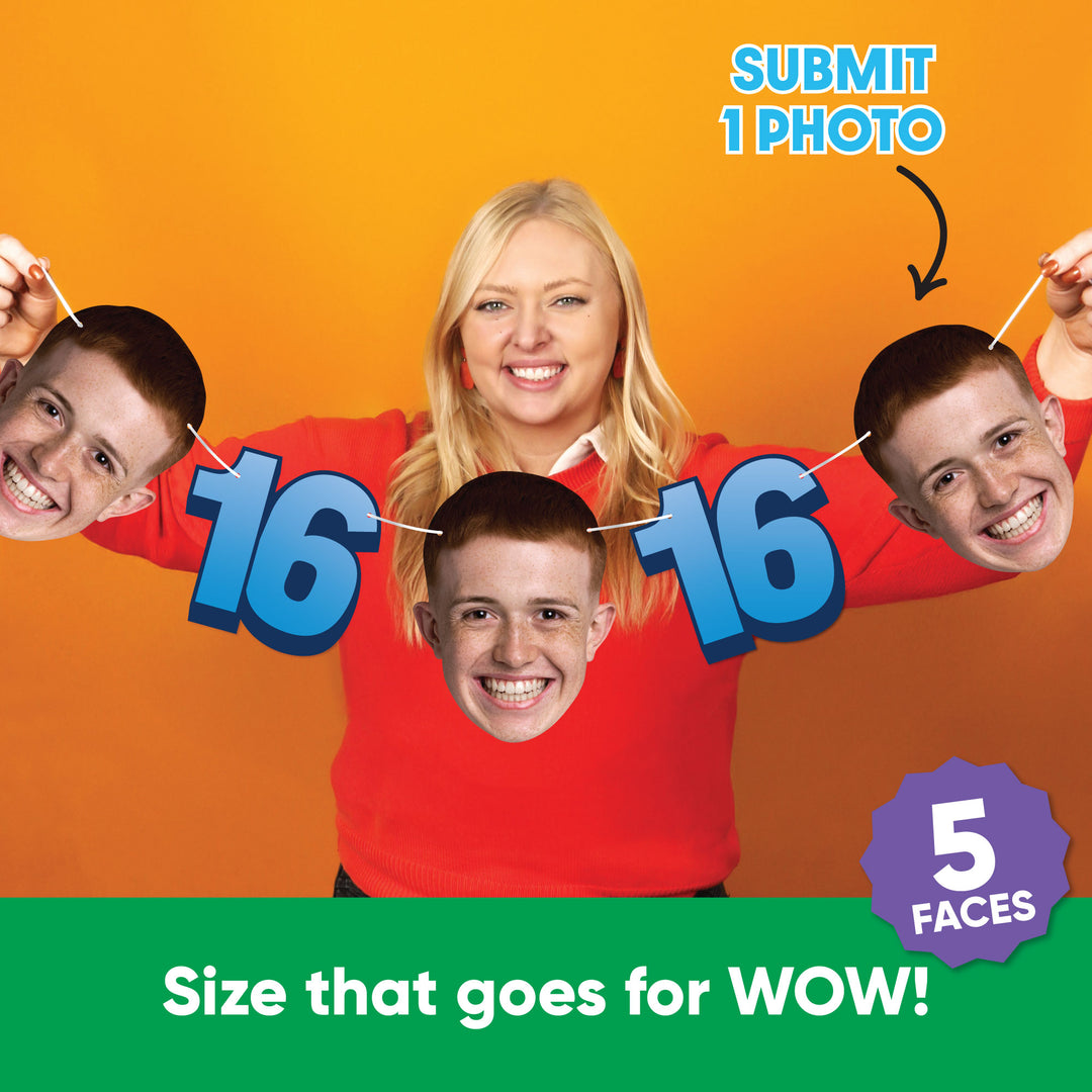 Submit one photo to make five faces for sweet 16 garland