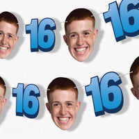 Blue 16th birthday face garland decoration