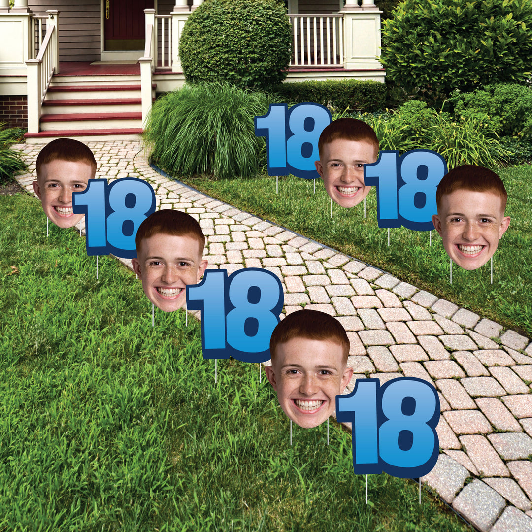 Custom Face Yard Signs - 18th Birthday - 10 Pc