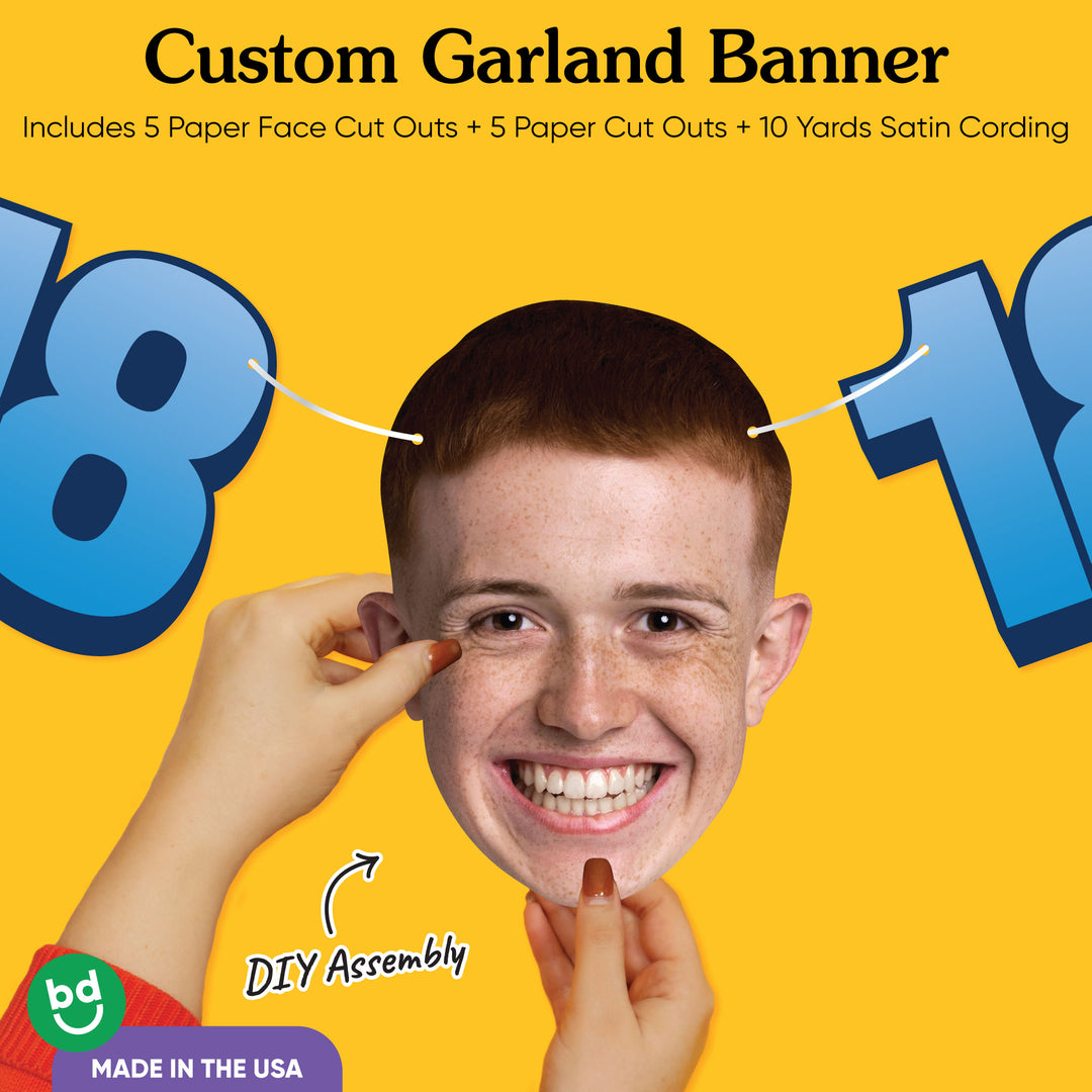 Cardstock construction and satin string on 18th birthday banner