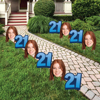 Custom Face Yard Signs - 21st Birthday - 10 Pc