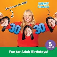 One photo creates five custom faces for 30th birthday garland