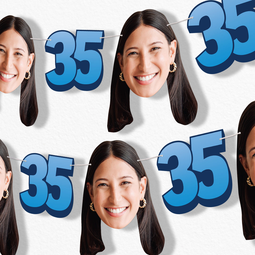 Custom Face 35th Birthday Garland Banner