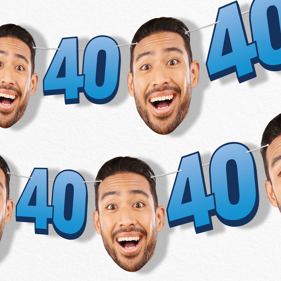 Custom Face 40th Birthday Garland Banner