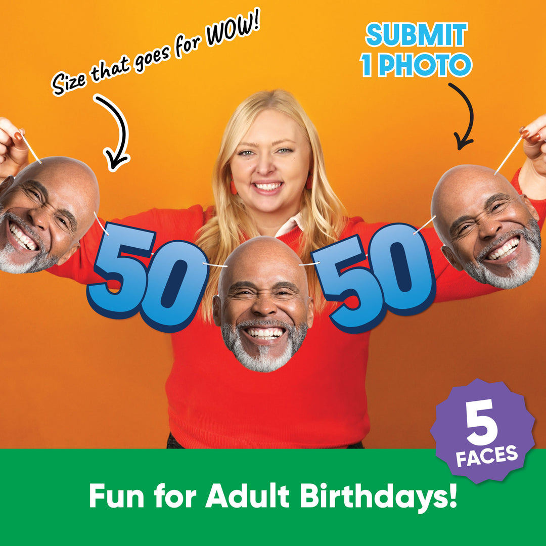 One photo creates five custom faces for 50th birthday garland
