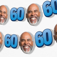 Blue 60th birthday fun face garland banner