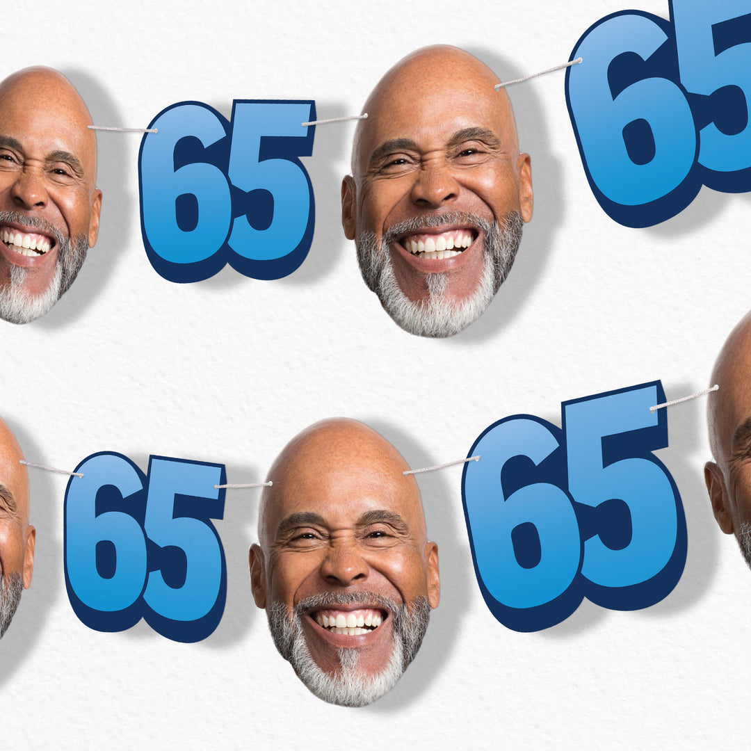 Custom Face 65th Birthday Garland Banner