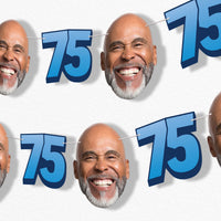 Custom Face 75th Birthday Garland Banner