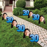 Custom Face Yard Signs - 30th Birthday - 10 Pc