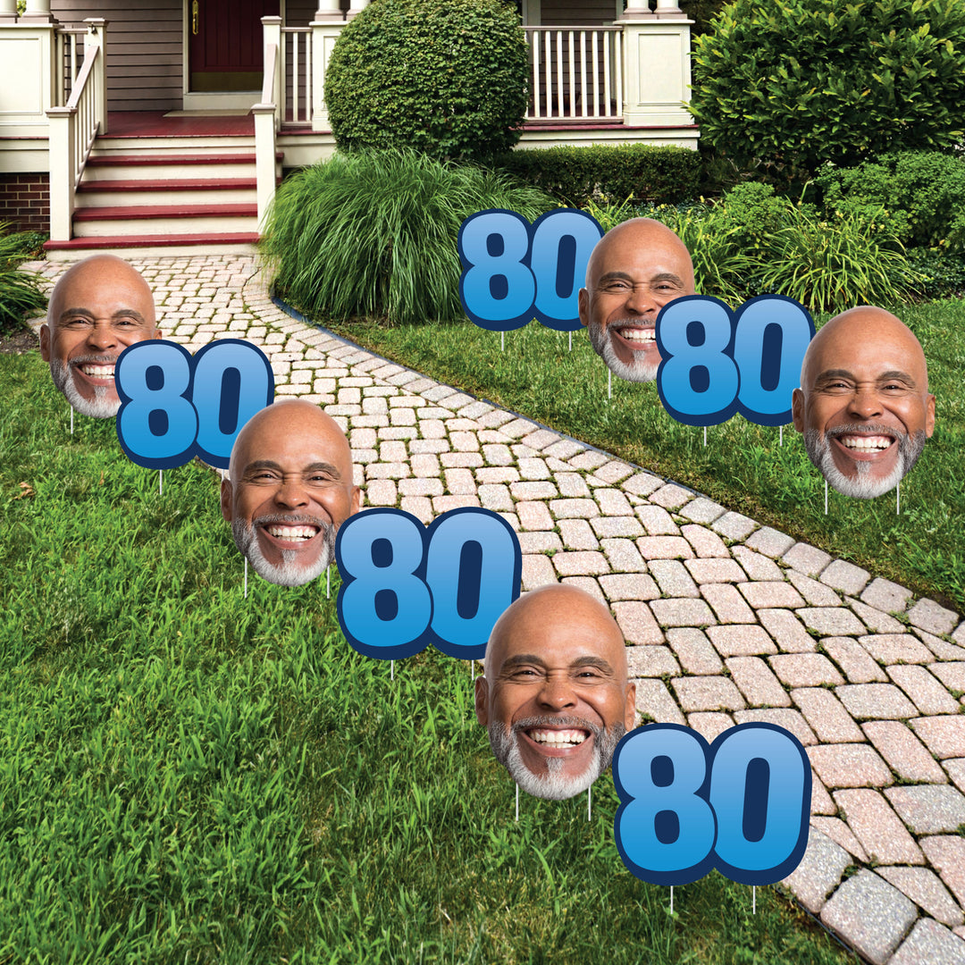 Custom Face Yard Signs - 80th Birthday - 10 Pc