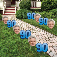 Custom Face Yard Signs - 90th Birthday - 10 Pc