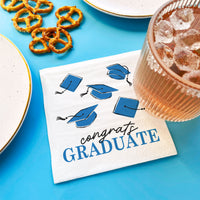 Blue graduation napkin 3-ply thickness view
