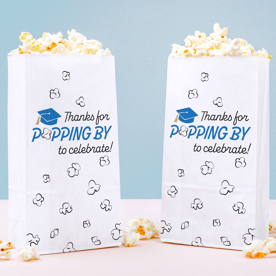 Blue Graduation Popcorn Bags 25ct treat bags