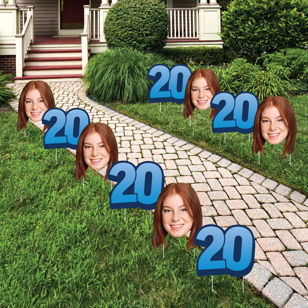 Custom Face Yard Signs - 20th Birthday - 10 Pc