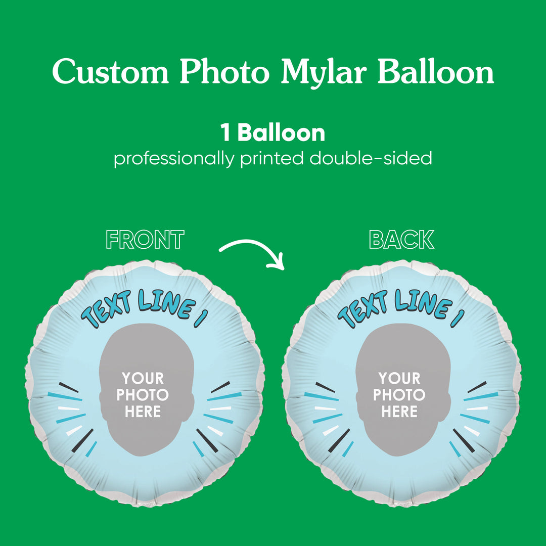 Custom Face Balloon - Blue Birthday - Double Sided - 1 Ct