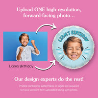 Custom Face Balloon - Blue Birthday - Double Sided - 1 Ct