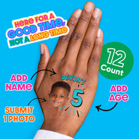 Custom Face Blue Birthday Age Temporary Tattoos - 12 Ct