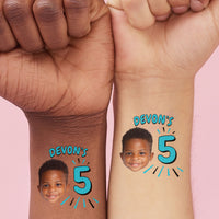 Custom Face Blue Birthday Age Temporary Tattoos - 12 Ct