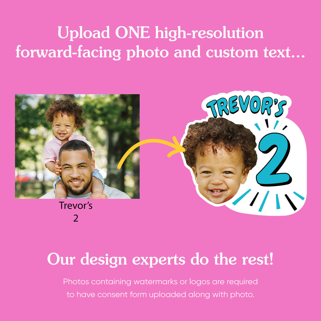 Custom Face Blue Birthday Age Temporary Tattoos - 12 Ct