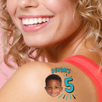Custom Face Blue Birthday Age Temporary Tattoos - 12 Ct