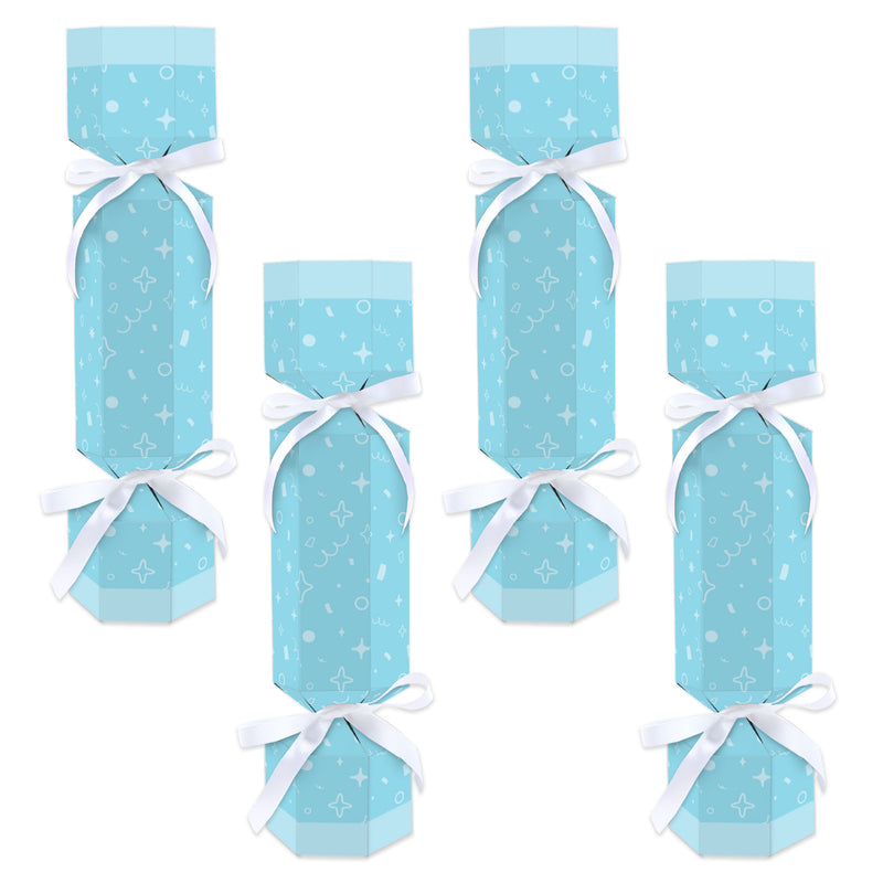 Blue Confetti Stars - No Snap Simple Party Table Favors - DIY Cracker Boxes - Set of 12