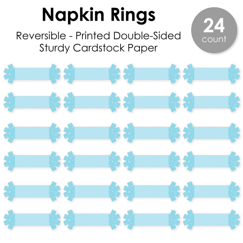 Blue Confetti Stars - Simple Party Paper Napkin Holder - Napkin Rings - Set of 24