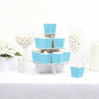 Blue Confetti Stars - Party Mini Favor Boxes - Simple Party Treat Candy Boxes - Set of 12