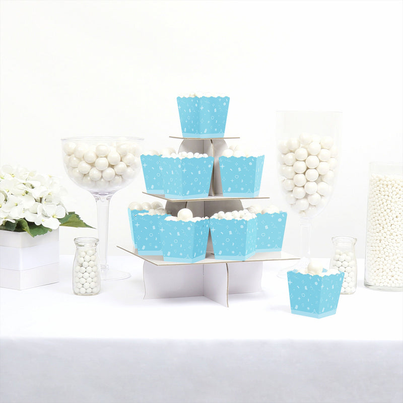 Blue Confetti Stars - Party Mini Favor Boxes - Simple Party Treat Candy Boxes - Set of 12