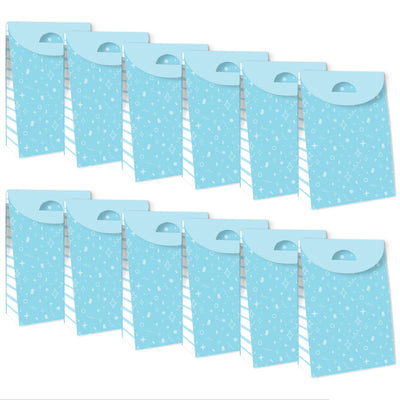 Blue Confetti Stars - Simple Gift Favor Bags - Party Goodie Boxes - Set of 12