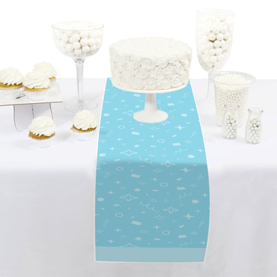Blue Confetti Stars - Petite Simple Party Paper Table Runner - 12 x 60 inches