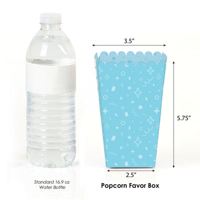 Blue Confetti Stars - Simple Party Favor Popcorn Treat Boxes - Set of 12