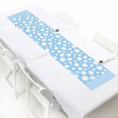 Blue Daisy Flowers - Petite Floral Party Paper Table Runner - 12 x 60 inches