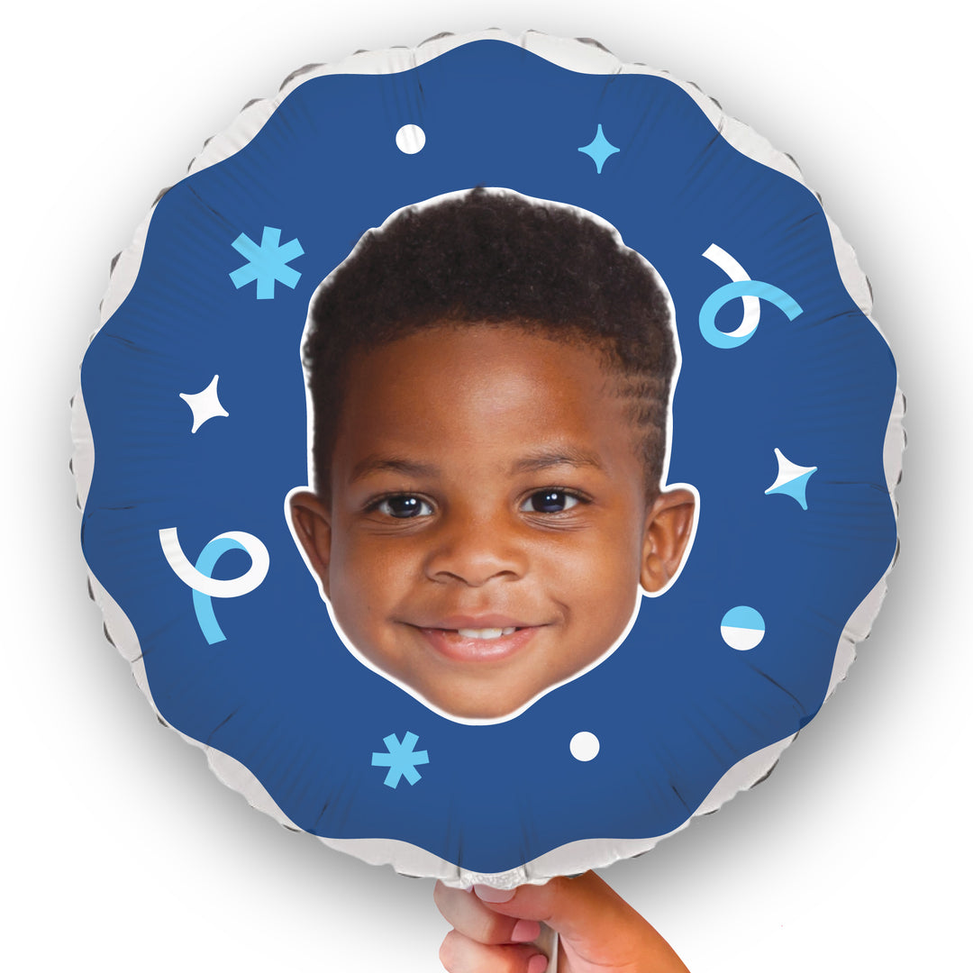 Personalized Fun Face Blue Balloon - Double Sided - 1 Ct