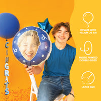 Personalized Fun Face Blue Balloon - Double Sided - 1 Ct