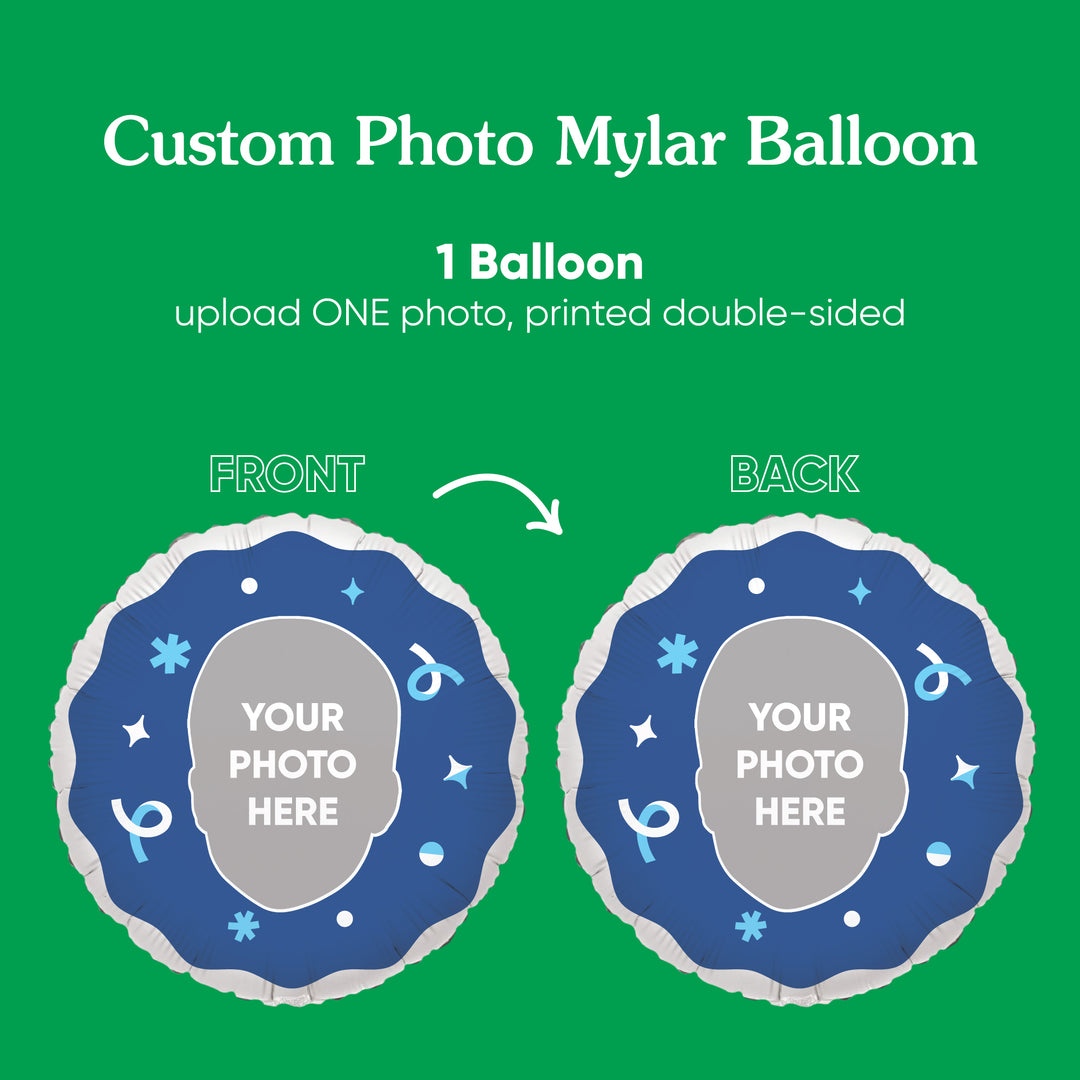 Personalized Fun Face Blue Balloon - Double Sided - 1 Ct