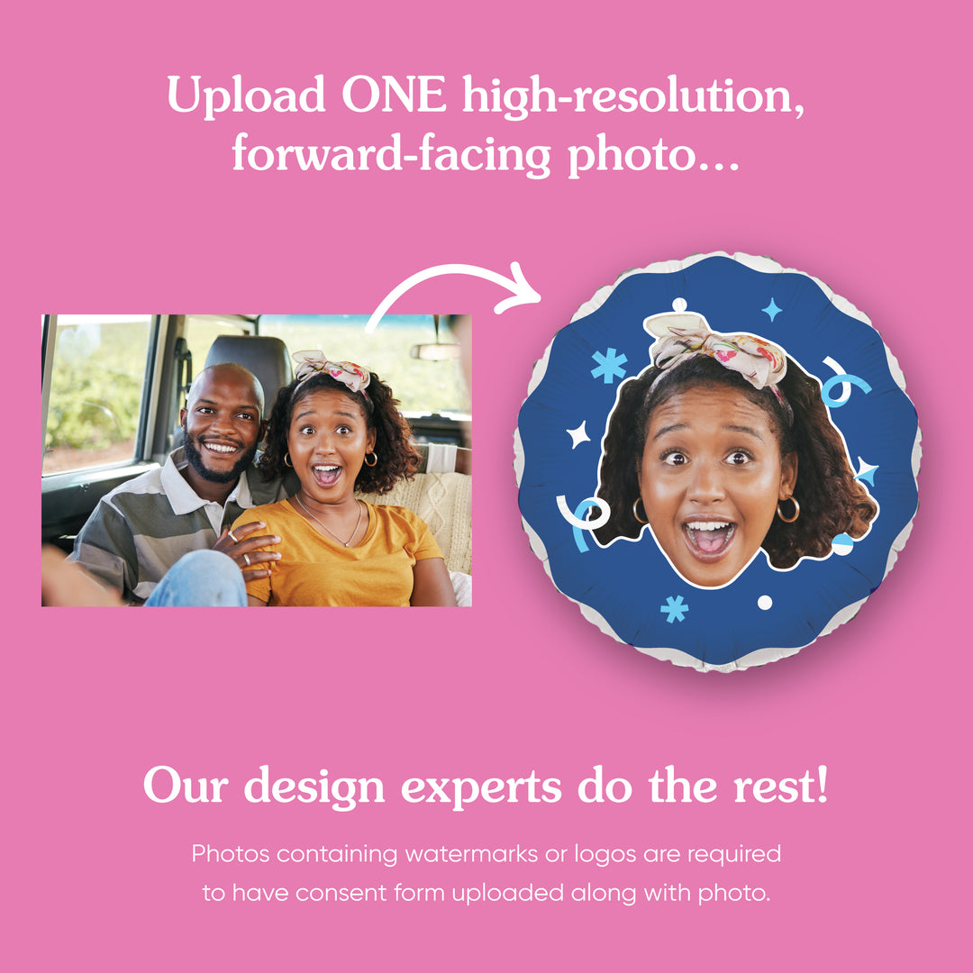 Personalized Fun Face Blue Balloon - Double Sided - 1 Ct