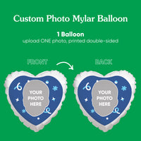 Personalized Fun Face Blue Heart Balloon – Double Sided – 1 Ct
