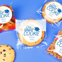 Clear bag folded and sealed with blue sticker
