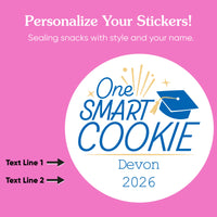 Blue personalized graduation cookie favors displayed