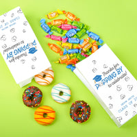 Blue custom text graduation snack bag close-up