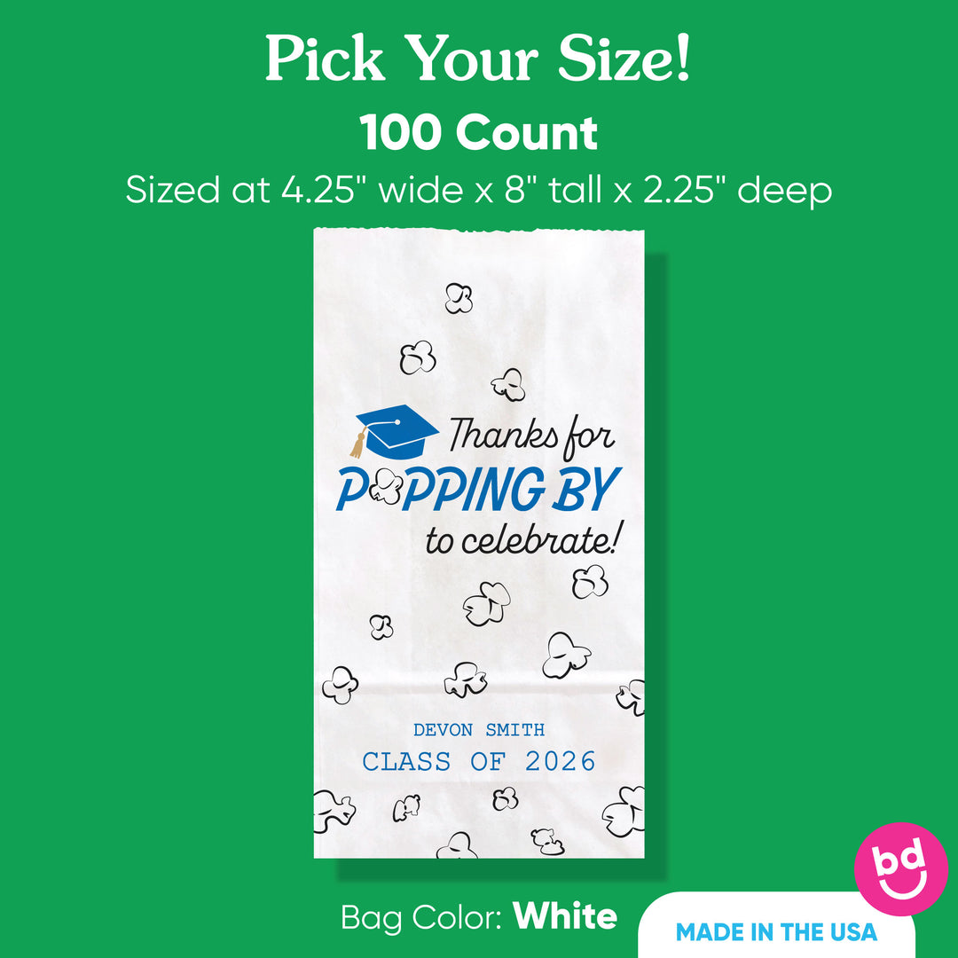 100-count Blue personalized treat bags stacked